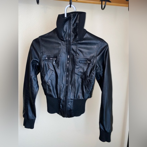 Miley Cyrus & Max Azria Other - Miley Cyrus Black Faux Leather Jacket Girls XS